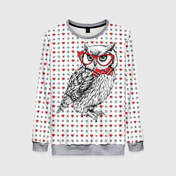 Свитшот женский Мудрая сова в очках, цвет: 3D-меланж
