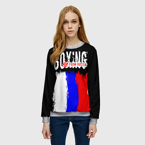 Женский свитшот Boxing from Russia / 3D-Меланж – фото 3