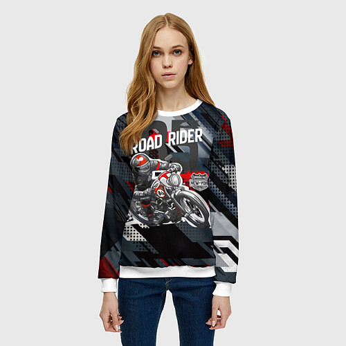 Женский свитшот Road rider мотоциклист / 3D-Белый – фото 3