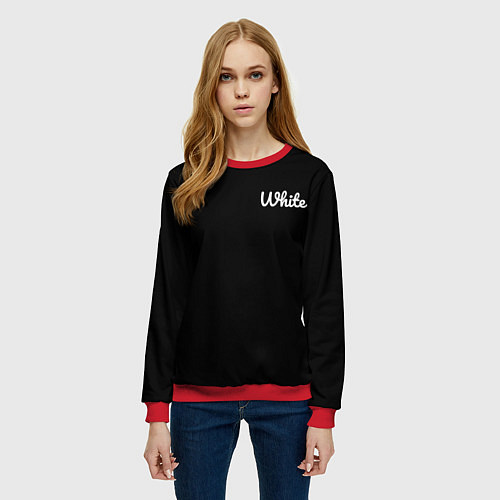 Женский свитшот Белыйwhite / 3D-Красный – фото 3