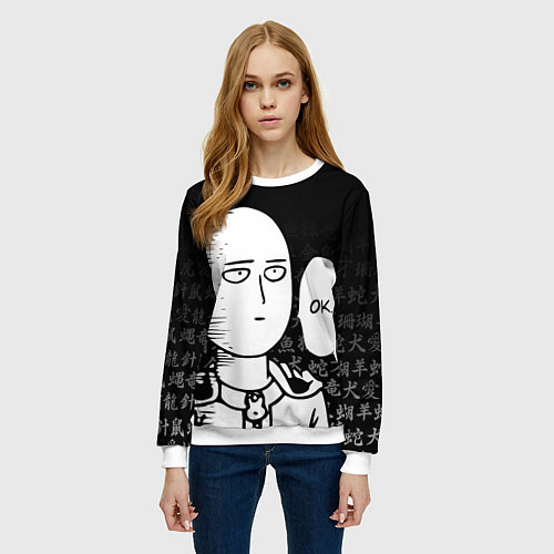 Женский свитшот ONE-PUNCH MAN / 3D-Белый – фото 3
