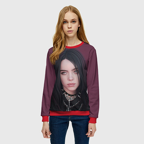 Женский свитшот BILLIE EILISH / 3D-Красный – фото 3