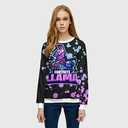 Женский свитшот Fortnite LLAMA / 3D-Белый – фото 3