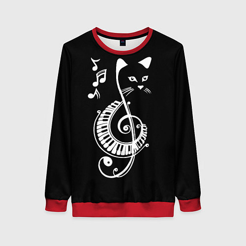 Женский свитшот Музыкальный кот / 3D-Красный – фото 1