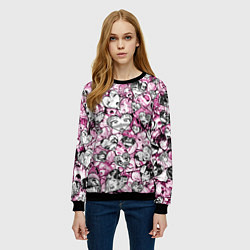 Свитшот женский Ahegao валентинки, цвет: 3D-черный — фото 2