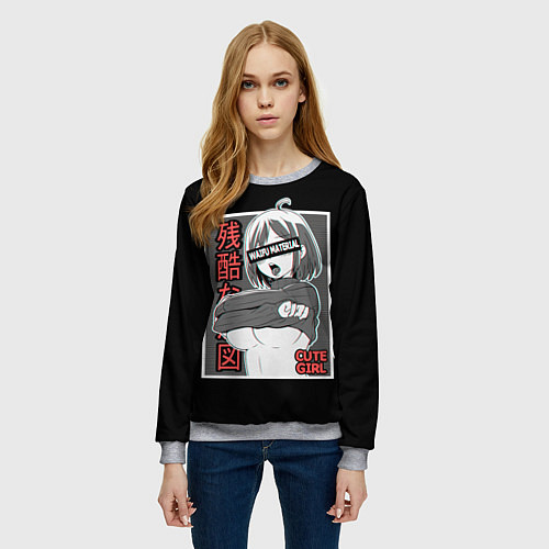 Женский свитшот Ahegao / 3D-Меланж – фото 3