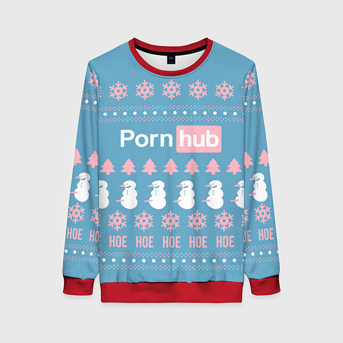 Женский свитшот Pornhub - christmas sweater / 3D-Красный – фото 1