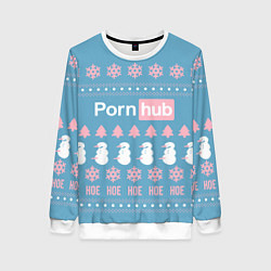 Свитшот женский Pornhub - christmas sweater, цвет: 3D-белый