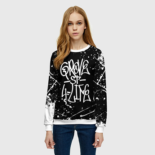 Женский свитшот GROVE STREET GTA / 3D-Белый – фото 3