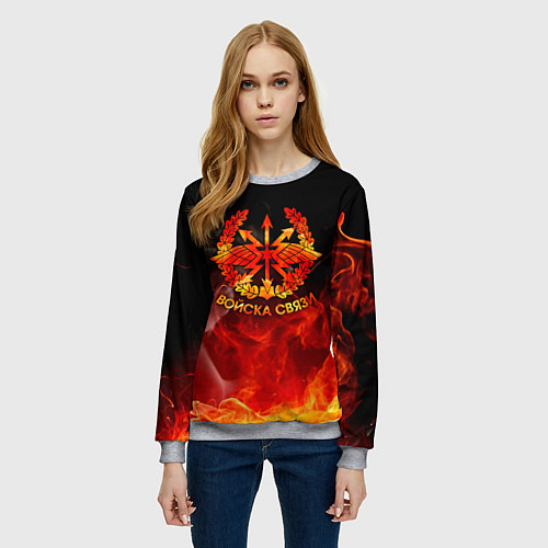 Женский свитшот Войска связи / 3D-Меланж – фото 3