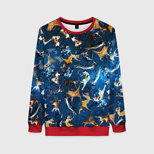 Женский свитшот Космические коты / 3D-Красный – фото 1