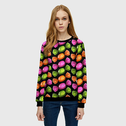Женский свитшот Конфеты / 3D-Черный – фото 3
