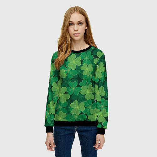 Женский свитшот Ирландский клевер / 3D-Черный – фото 3