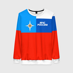 Свитшот женский Флаг МЧС России, цвет: 3D-белый