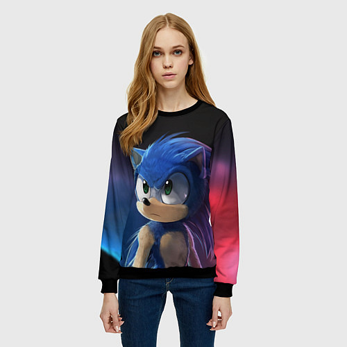 Женский свитшот SONIC / 3D-Черный – фото 3