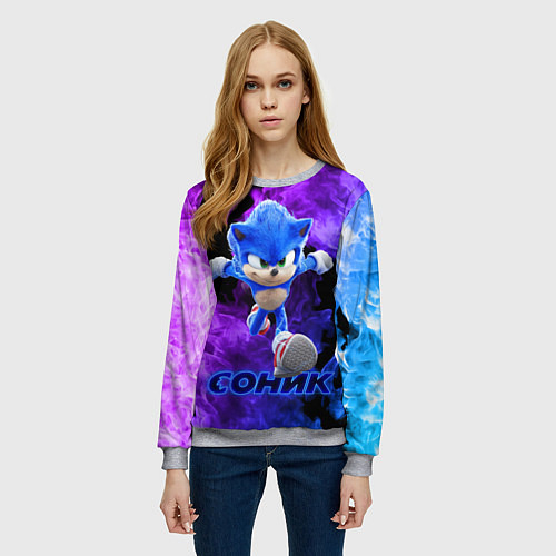 Женский свитшот SONIC / 3D-Меланж – фото 3
