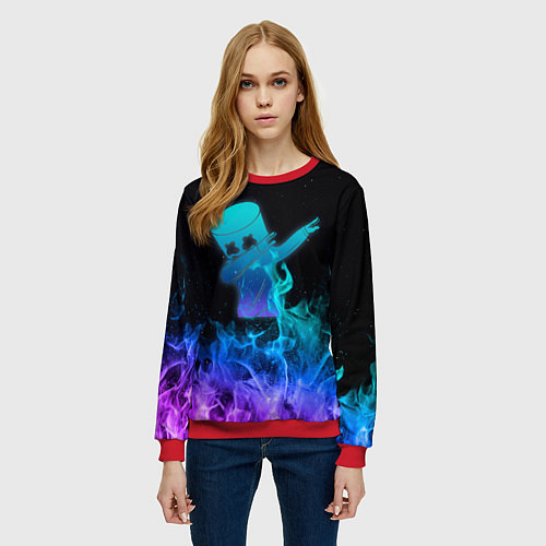 Женский свитшот Marshmello Fortnite / 3D-Красный – фото 3