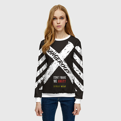 Женский свитшот Off-White: Dangerous / 3D-Белый – фото 3