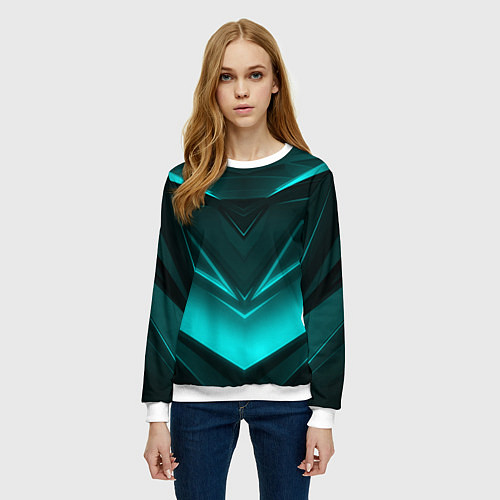 Женский свитшот NEON GEOMETRY STRIPES / 3D-Белый – фото 3