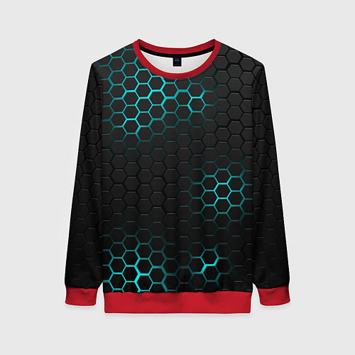 Женский свитшот СТАЛЬНАЯ НЕОНОВАЯ БРОНЯ / 3D-Красный – фото 1