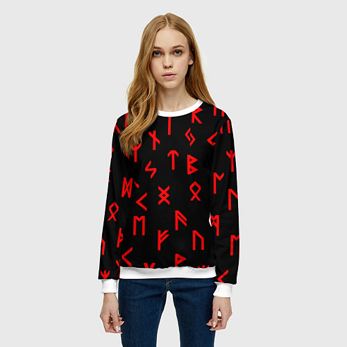 Женский свитшот КРАСНЫЕ РУНЫ / 3D-Белый – фото 3