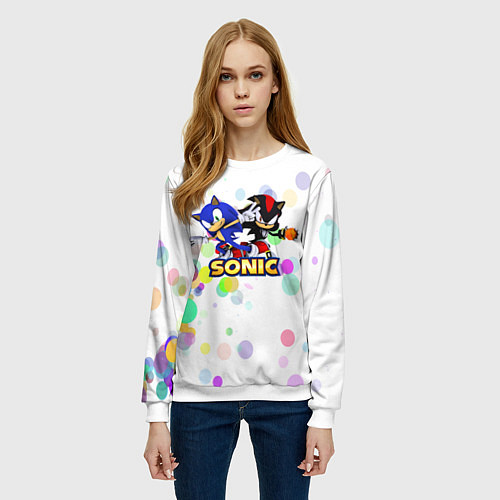 Женский свитшот SONIC / 3D-Белый – фото 3