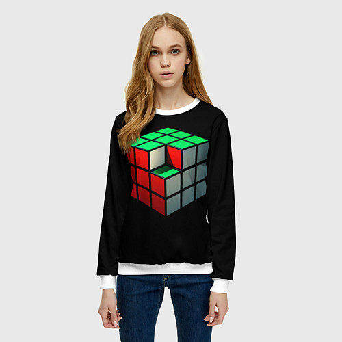 Женский свитшот Кубик Рубика / 3D-Белый – фото 3