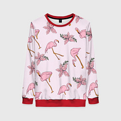 Свитшот женский Розовый фламинго, цвет: 3D-красный