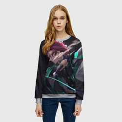 Свитшот женский KIMETSU NO YAIBA, цвет: 3D-меланж — фото 2