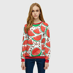 Свитшот женский Арбуз, цвет: 3D-красный — фото 2