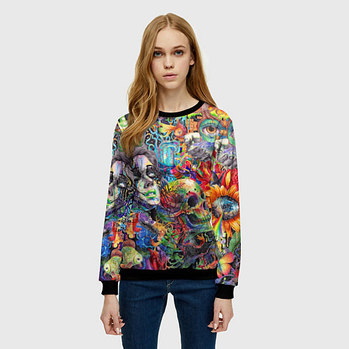 Женский свитшот Психоделическое искусство / 3D-Черный – фото 3