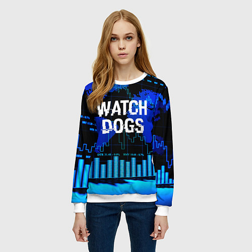Женский свитшот Watch Dogs / 3D-Белый – фото 3
