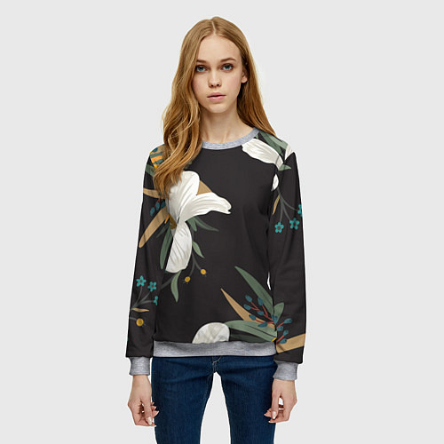 Женский свитшот Цветочный арт / 3D-Меланж – фото 3