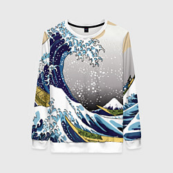 Свитшот женский The great wave off kanagawa, цвет: 3D-белый