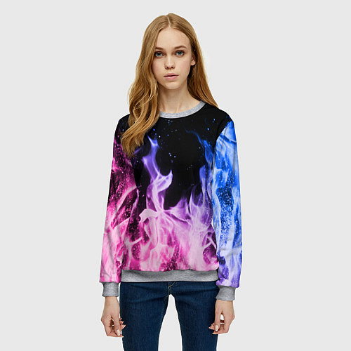 Женский свитшот НЕОНОВЫЙ ОГОНЬ / 3D-Меланж – фото 3