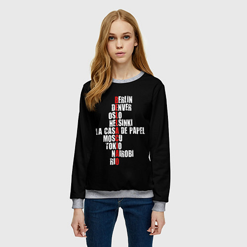 Женский свитшот БУМАЖНЫЙ ДОМ / 3D-Меланж – фото 3