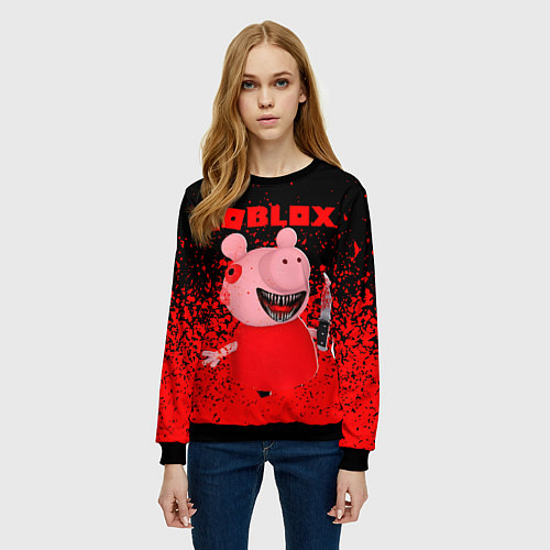 Женский свитшот Roblox Piggy / 3D-Черный – фото 3