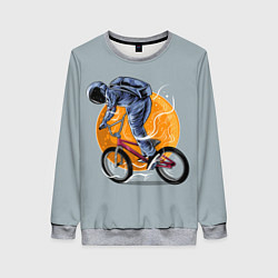 Свитшот женский Космический велосипедист Z, цвет: 3D-меланж