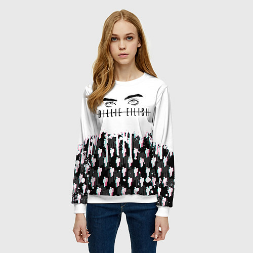 Женский свитшот BILLIE EILISH GLITCH / 3D-Белый – фото 3