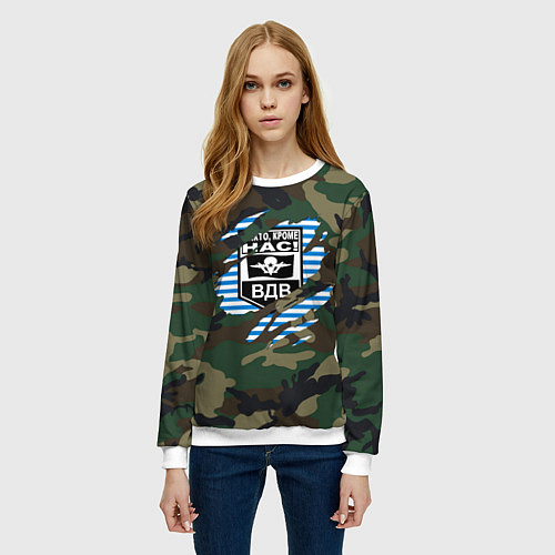 Женский свитшот Рваный камуфляж ВДВ / 3D-Белый – фото 3