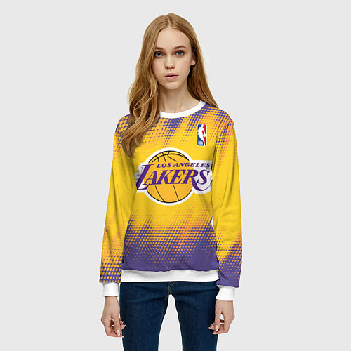 Женский свитшот Los Angeles Lakers / 3D-Белый – фото 3