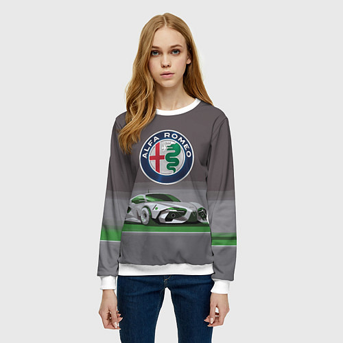Женский свитшот Alfa Romeo motorsport / 3D-Белый – фото 3