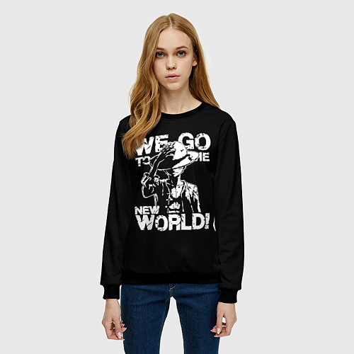 Женский свитшот WE GO TO THE NEW WORLD! / 3D-Черный – фото 3