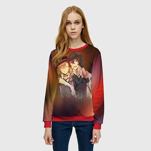 Женский свитшот Дазай и Чуя / 3D-Красный – фото 3