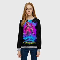 Свитшот женский Cyberpunk 2077, цвет: 3D-меланж — фото 2