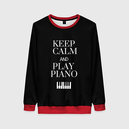 Женский свитшот Keep calm and play piano / 3D-Красный – фото 1