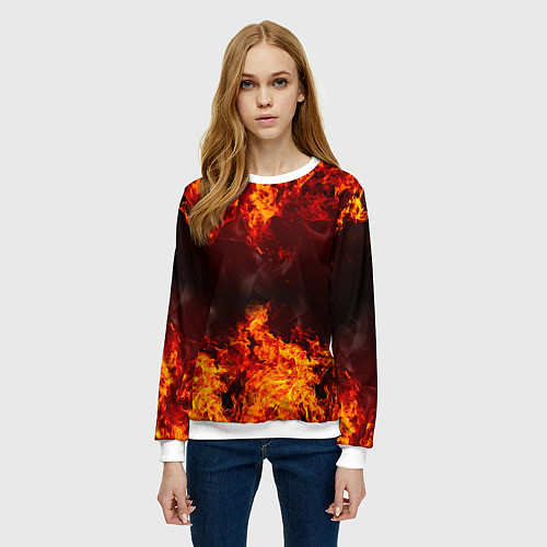 Женский свитшот Огонь / 3D-Белый – фото 3