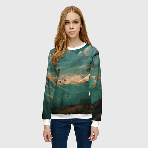 Женский свитшот Горы / 3D-Белый – фото 3