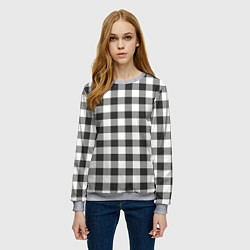 Свитшот женский Черно-белая клетка, цвет: 3D-меланж — фото 2