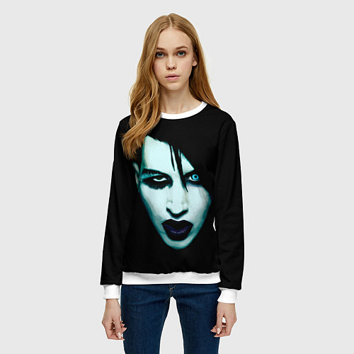 Женский свитшот Marilyn Manson / 3D-Белый – фото 3